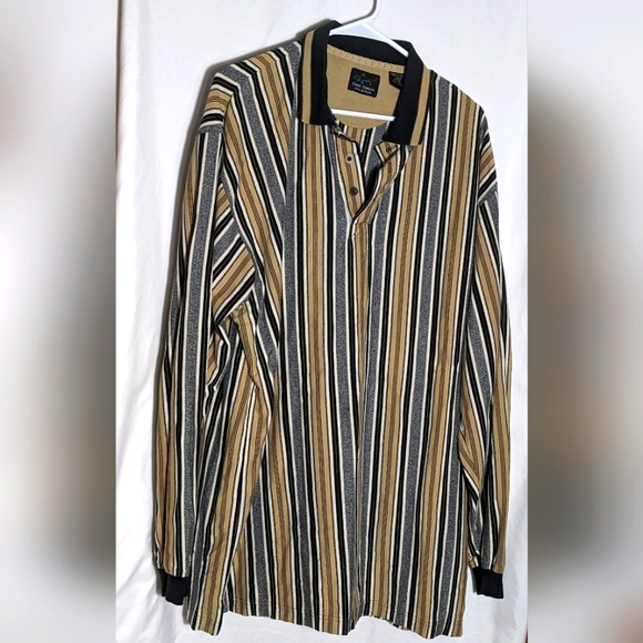 Greg Norman Collection Other - Men's Greg Norman Grandpa Vibe Cotton long sleeve striped polo shirt | Size XXL